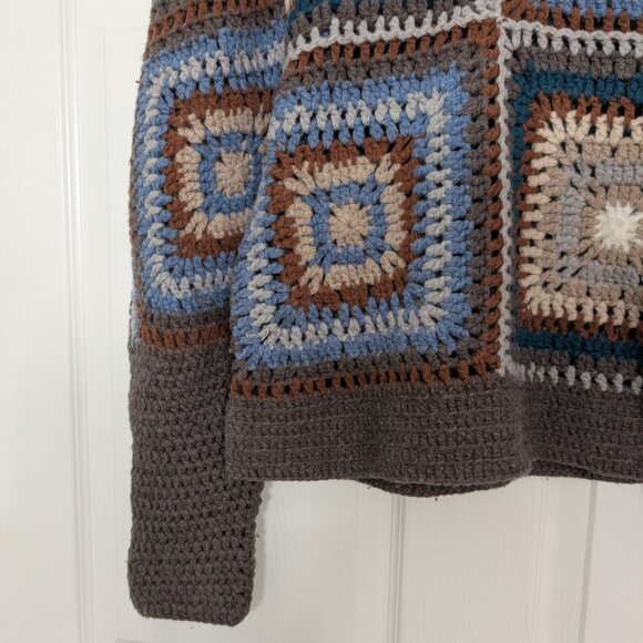 SEA New York Farrah Crochet Sweater Womens Size XS Brown Blue Wool Alpaca Crop - Picture 5 of 12